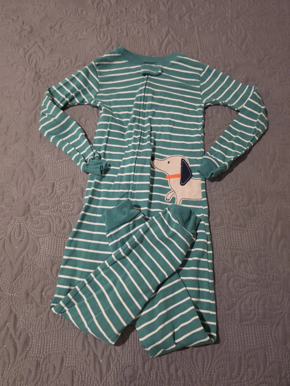 Carter's Teal and White Striped Dog Pajama Set
